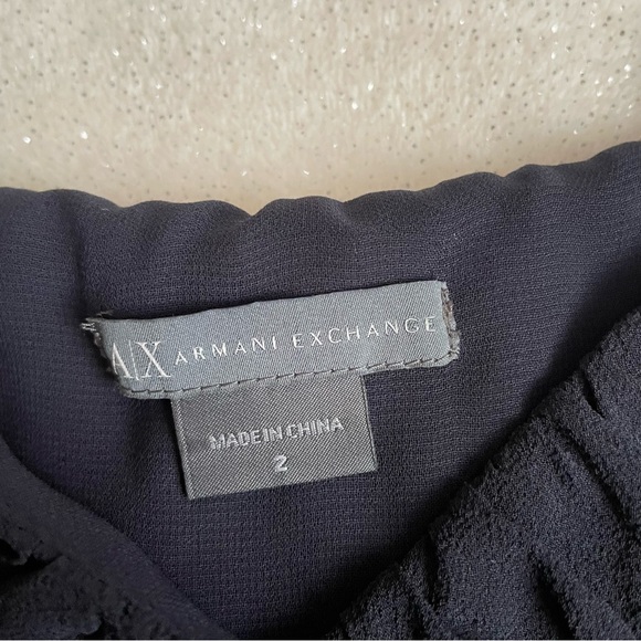 AX Armani Exchange 100% Silk Black Ruffle Babydoll Camisole Mini Dress ✨ - Picture 3 of 12
